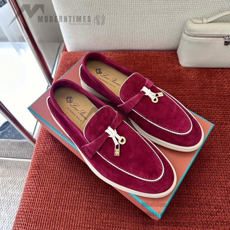 Loro Piana Women's Summer Charms Walk Loafer FAL5899-Q07N Front View Azuki Beans Leather Loafers