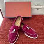 Loro Piana Women's Summer Charms Walk Loafer FAL5899-Q07N Front View Azuki Beans Leather Loafers