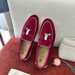 Loro Piana Women's Summer Charms Walk Loafer FAL5899-Q07N Front View Azuki Beans Leather Loafers
