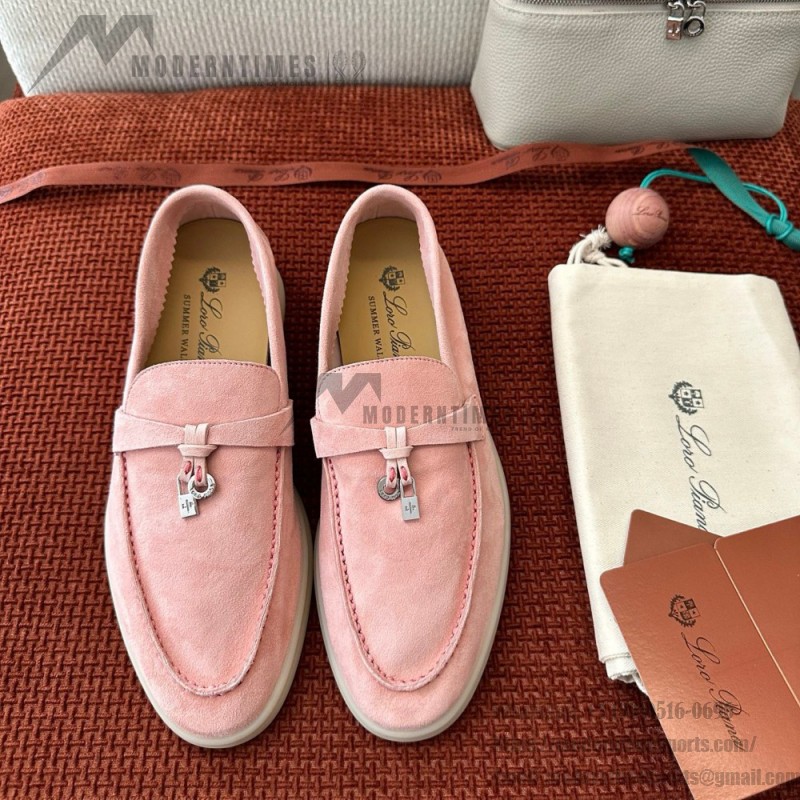 Loro Piana サマーチャームズ ウォーク ローファー FAE5444-30AT フラワリングチェリー 女性用 コンフォートシューズ 正面ビュー