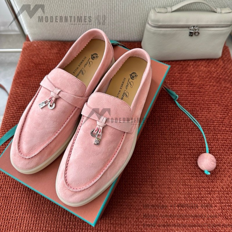Loro Piana サマーチャームズ ウォーク ローファー FAE5444-30AT フラワリングチェリー 女性用 コンフォートシューズ 正面ビュー