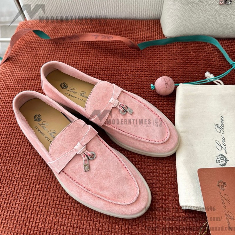 Loro Piana サマーチャームズ ウォーク ローファー FAE5444-30AT フラワリングチェリー 女性用 コンフォートシューズ 正面ビュー