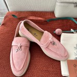 Loro Piana サマーチャームズ ウォーク ローファー FAE5444-30AT フラワリングチェリー 女性用 コンフォートシューズ 正面ビュー