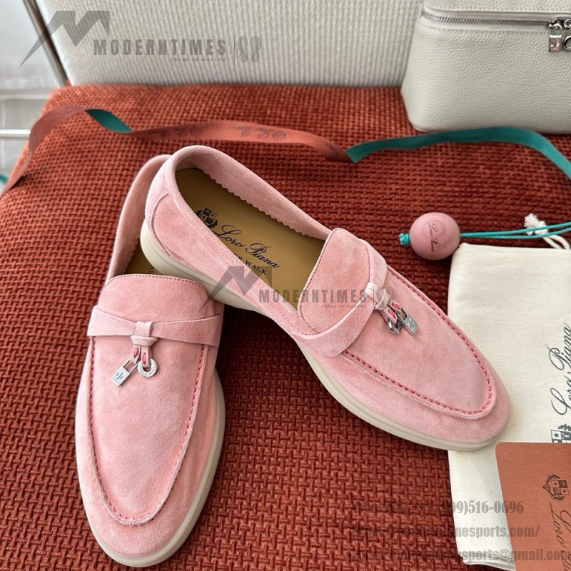 Loro Piana サマーチャームズ ウォーク ローファー FAE5444-30AT フラワリングチェリー 女性用 コンフォートシューズ 正面ビュー