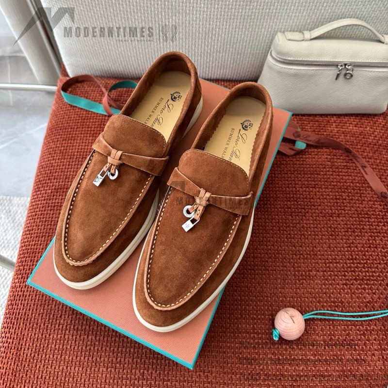Loro Piana サマーチャームズ ウォーク ローファー FAE5444-E424 サドルブラウン 女性靴 Loro Piana サマーチャームズ ウォーク ローファー FAE5444-E424 サドルブラウン 女性用 コンフォートシューズ 正面ビュー