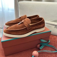 Loro Piana サマーチャームズ ウォーク ローファー FAE5444-E424 サドルブラウン 女性用 高級デザイナーコンフォートシューズ
