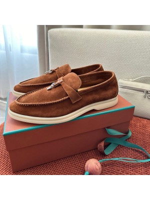 Loro Piana サマーチャームズ ウォーク ローファー FAE5444-E424 サドルブラウン 女性用 高級デザイナーコンフォートシューズ