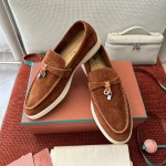 Loro Piana サマーチャームズ ウォーク ローファー FAE5444-E424 サドルブラウン 女性靴 Loro Piana サマーチャームズ ウォーク ローファー FAE5444-E424 サドルブラウン 女性用 コンフォートシューズ 正面ビュー
