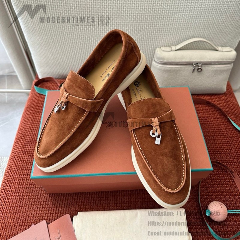 Loro Piana サマーチャームズ ウォーク ローファー FAE5444-E424 サドルブラウン 女性靴 Loro Piana サマーチャームズ ウォーク ローファー FAE5444-E424 サドルブラウン 女性用 コンフォートシューズ 正面ビュー