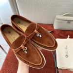 Loro Piana サマーチャームズ ウォーク ローファー FAE5444-E424 サドルブラウン 女性靴 Loro Piana サマーチャームズ ウォーク ローファー FAE5444-E424 サドルブラウン 女性用 コンフォートシューズ 正面ビュー