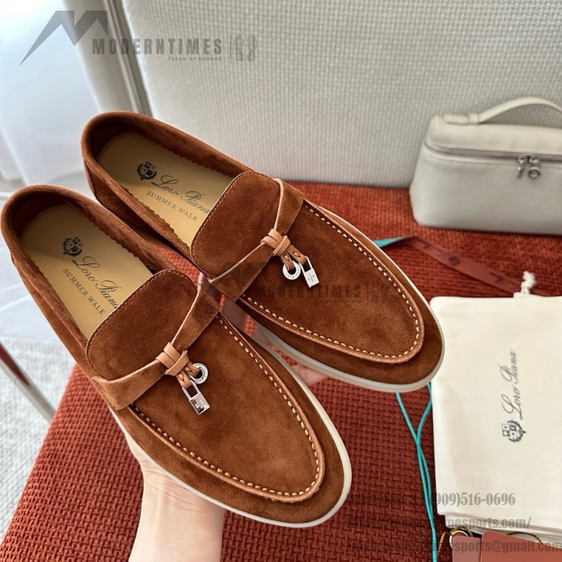 Loro Piana サマーチャームズ ウォーク ローファー FAE5444-E424 サドルブラウン 女性靴 Loro Piana サマーチャームズ ウォーク ローファー FAE5444-E424 サドルブラウン 女性用 コンフォートシューズ 正面ビュー