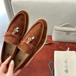 Loro Piana サマーチャームズ ウォーク ローファー FAE5444-E424 サドルブラウン 女性靴 Loro Piana サマーチャームズ ウォーク ローファー FAE5444-E424 サドルブラウン 女性用 コンフォートシューズ 正面ビュー