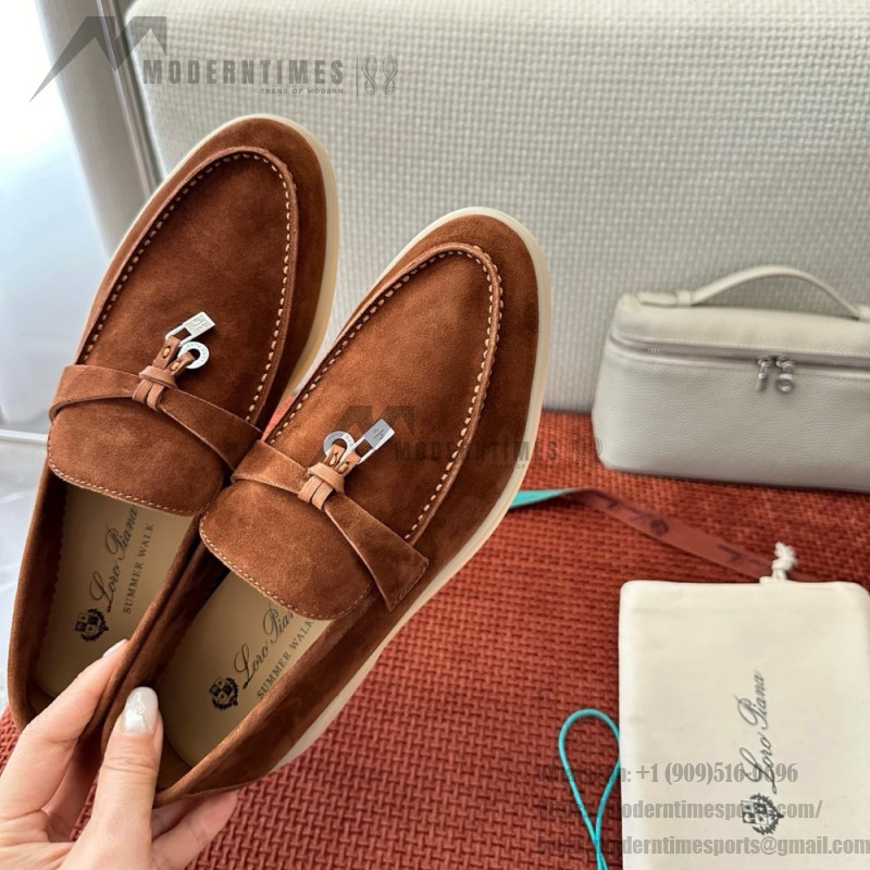 Loro Piana サマーチャームズ ウォーク ローファー FAE5444-E424 サドルブラウン 女性靴 Loro Piana サマーチャームズ ウォーク ローファー FAE5444-E424 サドルブラウン 女性用 コンフォートシューズ 正面ビュー