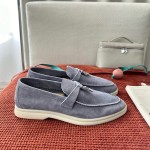 Loro Piana サマーチャームズ ウォーク ローファー FAE5444-W13O ブルーフローライト 女性用 コンフォートシューズ 正面ビュー