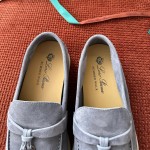 Loro Piana サマーチャームズ ウォーク ローファー FAE5444-W13O ブルーフローライト 女性用 コンフォートシューズ 正面ビュー