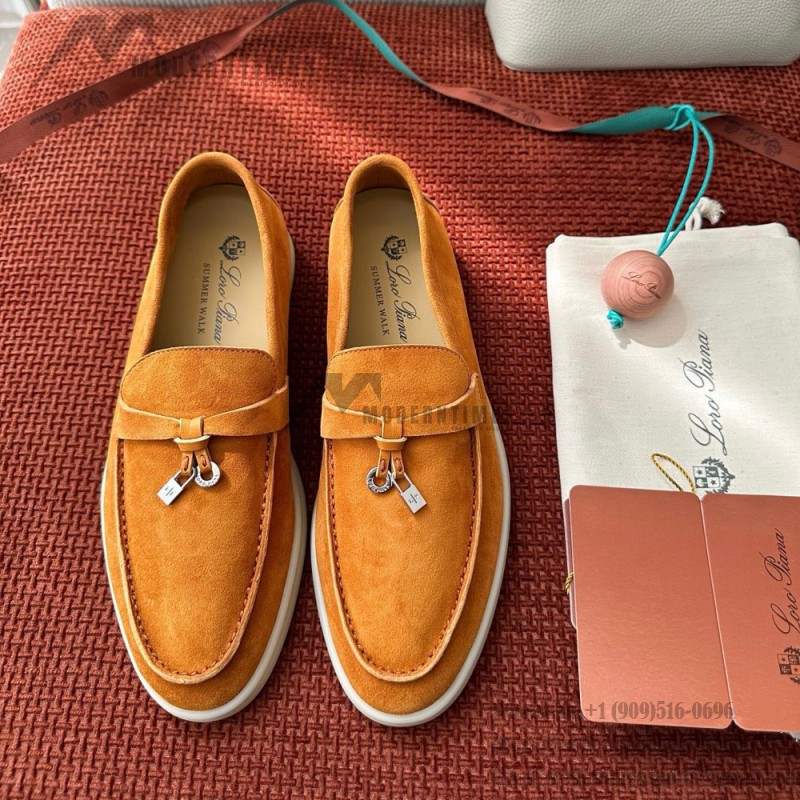 Loro Piana サマーチャームズ ウォーク ローファー FAE5444-E424 サドルブラウン 女性靴 Loro Piana サマーチャームズ ウォーク ローファー FAE5444-E424 サドルブラウン 女性用 コンフォートシューズ 正面ビュー