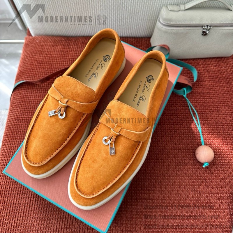 Loro Piana サマーチャームズ ウォーク ローファー FAE5444-E424 サドルブラウン 女性靴 Loro Piana サマーチャームズ ウォーク ローファー FAE5444-E424 サドルブラウン 女性用 コンフォートシューズ 正面ビュー