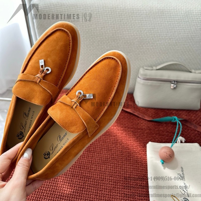 Loro Piana サマーチャームズ ウォーク ローファー FAE5444-E424 サドルブラウン 女性靴 Loro Piana サマーチャームズ ウォーク ローファー FAE5444-E424 サドルブラウン 女性用 コンフォートシューズ 正面ビュー