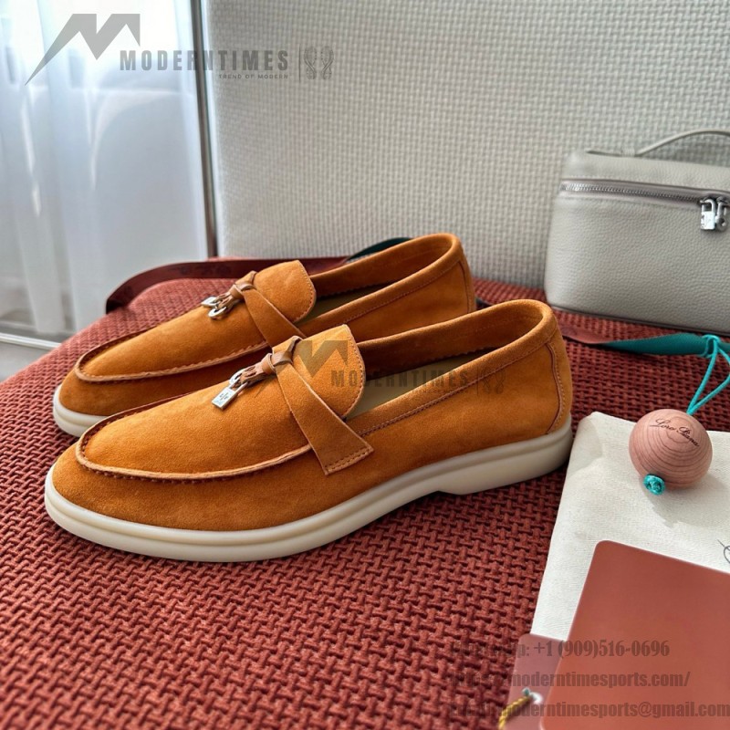 Loro Piana サマーチャームズ ウォーク ローファー FAE5444-E424 サドルブラウン 女性靴 Loro Piana サマーチャームズ ウォーク ローファー FAE5444-E424 サドルブラウン 女性用 コンフォートシューズ 正面ビュー