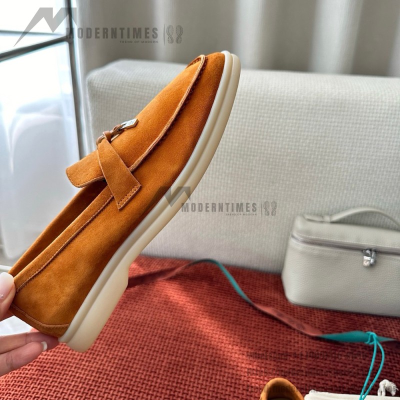 Loro Piana サマーチャームズ ウォーク ローファー FAE5444-E424 サドルブラウン 女性靴 Loro Piana サマーチャームズ ウォーク ローファー FAE5444-E424 サドルブラウン 女性用 コンフォートシューズ 正面ビュー