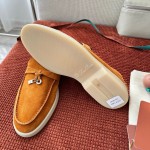 Loro Piana サマーチャームズ ウォーク ローファー FAE5444-E424 サドルブラウン 女性靴 Loro Piana サマーチャームズ ウォーク ローファー FAE5444-E424 サドルブラウン 女性用 コンフォートシューズ 正面ビュー