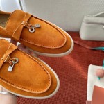 Loro Piana サマーチャームズ ウォーク ローファー FAE5444-E424 サドルブラウン 女性靴 Loro Piana サマーチャームズ ウォーク ローファー FAE5444-E424 サドルブラウン 女性用 コンフォートシューズ 正面ビュー