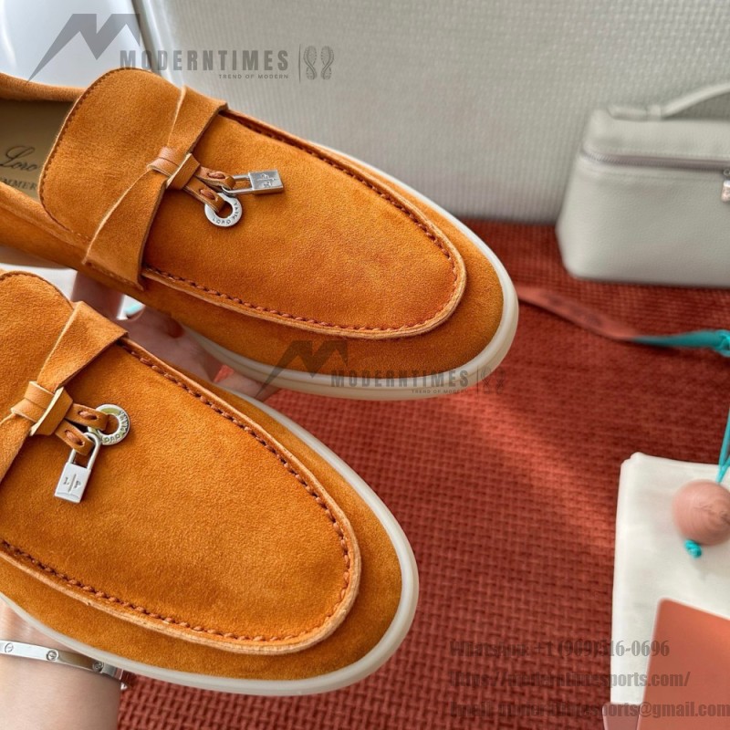 Loro Piana サマーチャームズ ウォーク ローファー FAE5444-E424 サドルブラウン 女性靴 Loro Piana サマーチャームズ ウォーク ローファー FAE5444-E424 サドルブラウン 女性用 コンフォートシューズ 正面ビュー