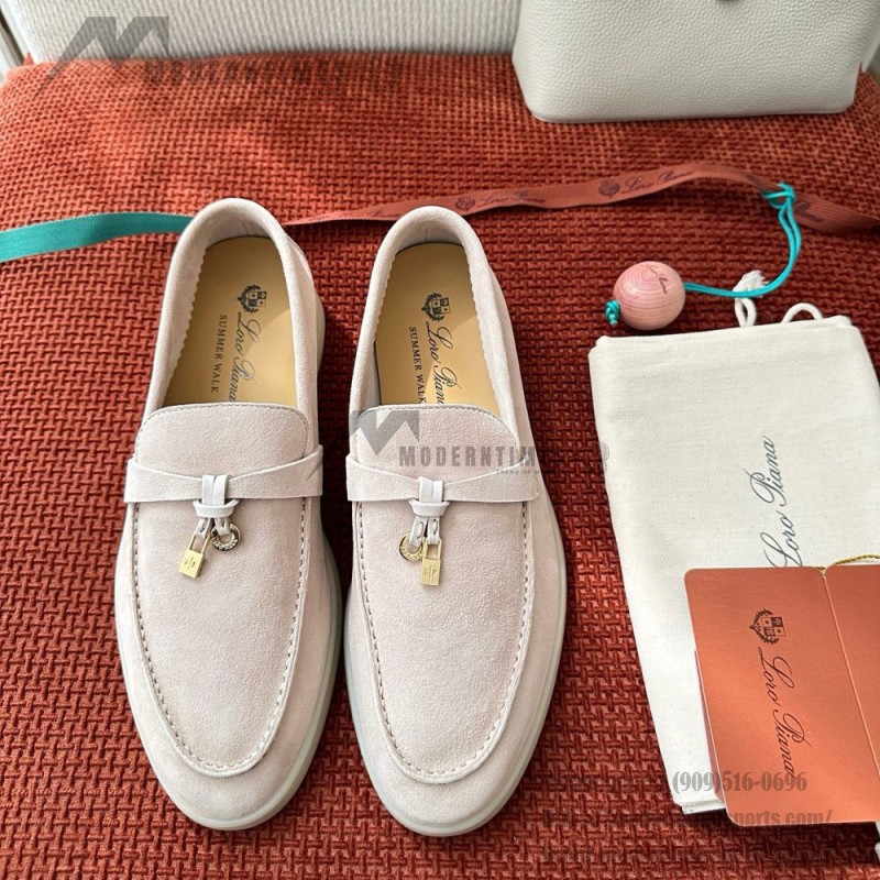 Loro Piana サマーチャームズ ウォーク ローファー FAE5444-30AT フラワリングチェリー 女性用 コンフォートシューズ 正面ビュー