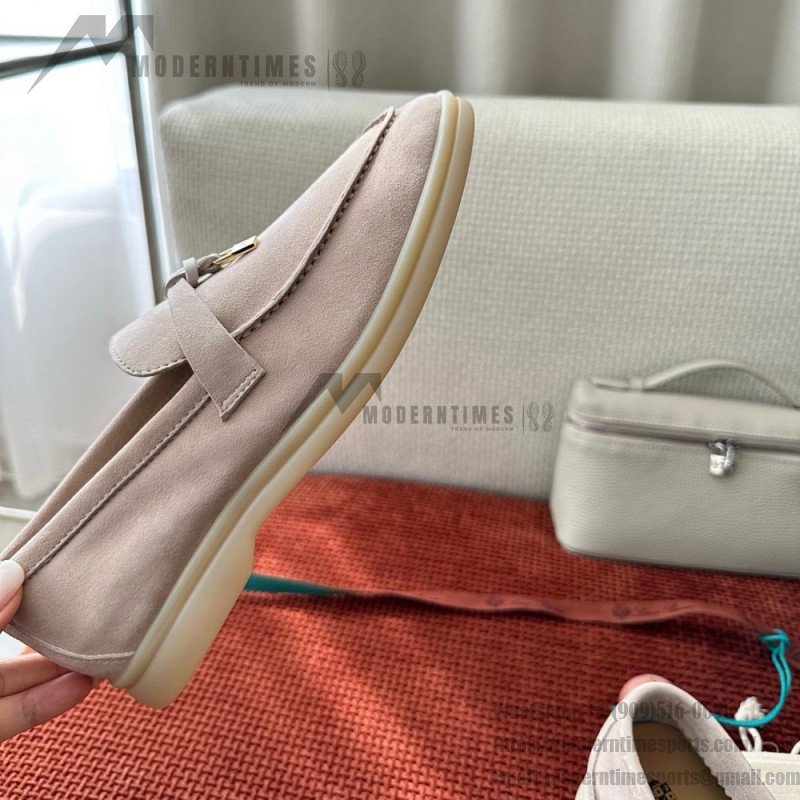 Loro Piana サマーチャームズ ウォーク ローファー FAE5444-30AT フラワリングチェリー 女性用 コンフォートシューズ 正面ビュー