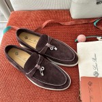 Loro Piana サマーチャームズ ウォーク ローファー FAE5444-E424 サドルブラウン 女性靴 Loro Piana サマーチャームズ ウォーク ローファー FAE5444-E424 サドルブラウン 女性用 コンフォートシューズ 正面ビュー