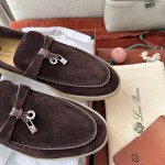 Loro Piana サマーチャームズ ウォーク ローファー FAE5444-E424 サドルブラウン 女性靴 Loro Piana サマーチャームズ ウォーク ローファー FAE5444-E424 サドルブラウン 女性用 コンフォートシューズ 正面ビュー