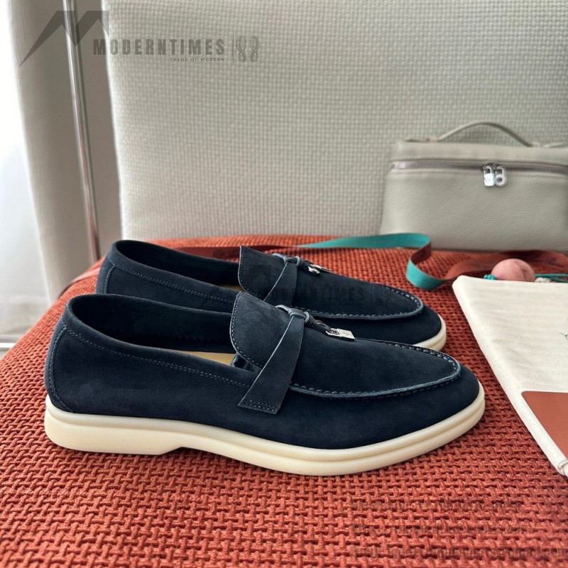Loro Piana サマーチャームズ ウォーク ローファー FAE5444-W13O ブルーフローライト 女性用 コンフォートシューズ 正面ビュー