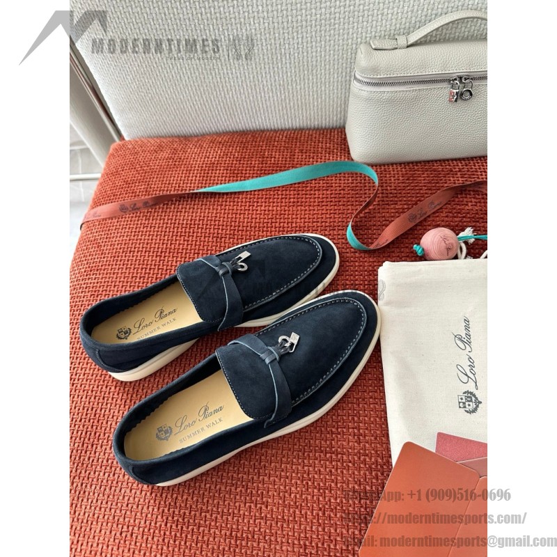 Loro Piana サマーチャームズ ウォーク ローファー FAE5444-W13O ブルーフローライト 女性用 コンフォートシューズ 正面ビュー