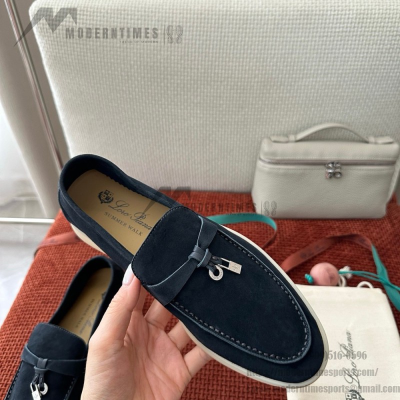 Loro Piana サマーチャームズ ウォーク ローファー FAE5444-W13O ブルーフローライト 女性用 コンフォートシューズ 正面ビュー