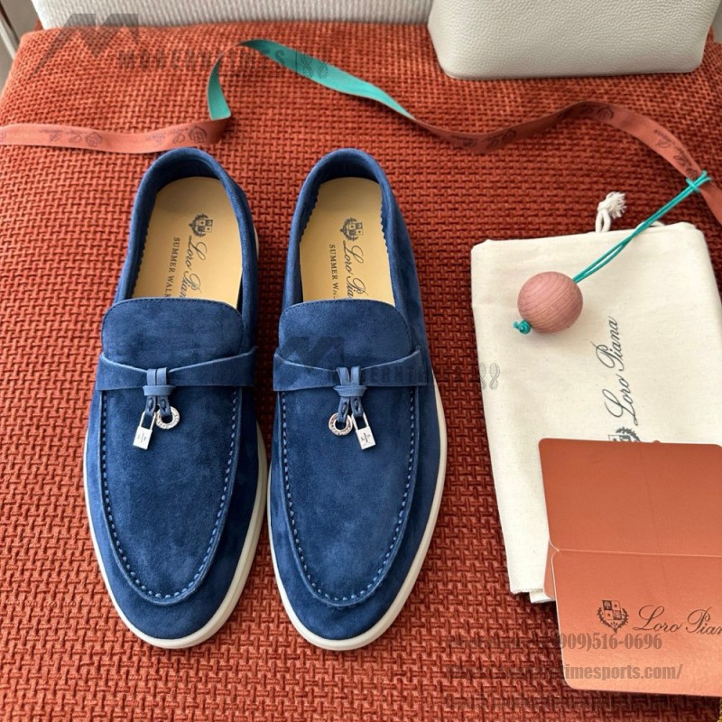 Loro Piana サマーチャームズ ウォーク ローファー FAE5444-W13O ブルーフローライト 女性用 コンフォートシューズ 正面ビュー
