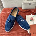 Loro Piana サマーチャームズ ウォーク ローファー FAE5444-W13O ブルーフローライト 女性用 コンフォートシューズ 正面ビュー