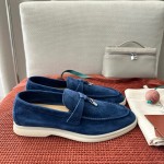 Loro Piana サマーチャームズ ウォーク ローファー FAE5444-W13O ブルーフローライト 女性用 コンフォートシューズ 正面ビュー
