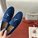 Loro Piana サマーチャームズ ウォーク ローファー FAE5444-W13O ブルーフローライト 女性用 コンフォートシューズ 正面ビュー