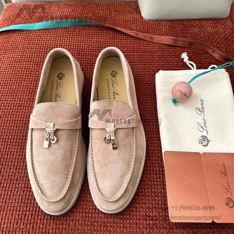 Loro Piana サマーチャームズ ウォーク ローファー FAE5444-30AT フラワリングチェリー 女性用 コンフォートシューズ 正面ビュー