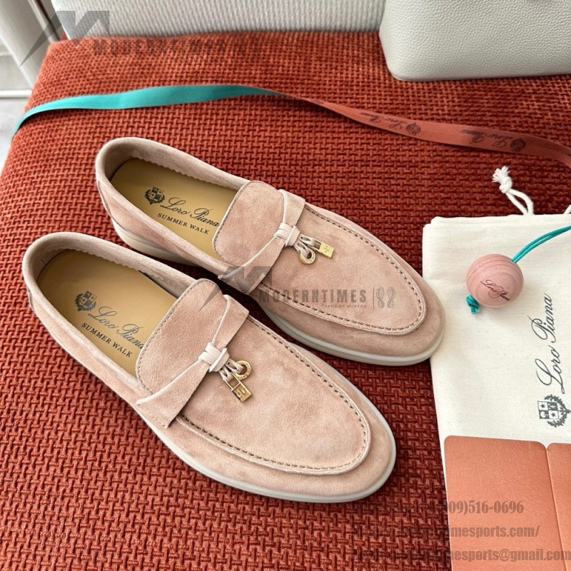 Loro Piana サマーチャームズ ウォーク ローファー FAE5444-30AT フラワリングチェリー 女性用 コンフォートシューズ 正面ビュー