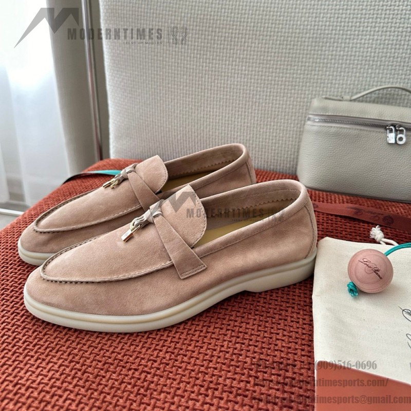 Loro Piana サマーチャームズ ウォーク ローファー FAE5444-30AT フラワリングチェリー 女性用 コンフォートシューズ 正面ビュー
