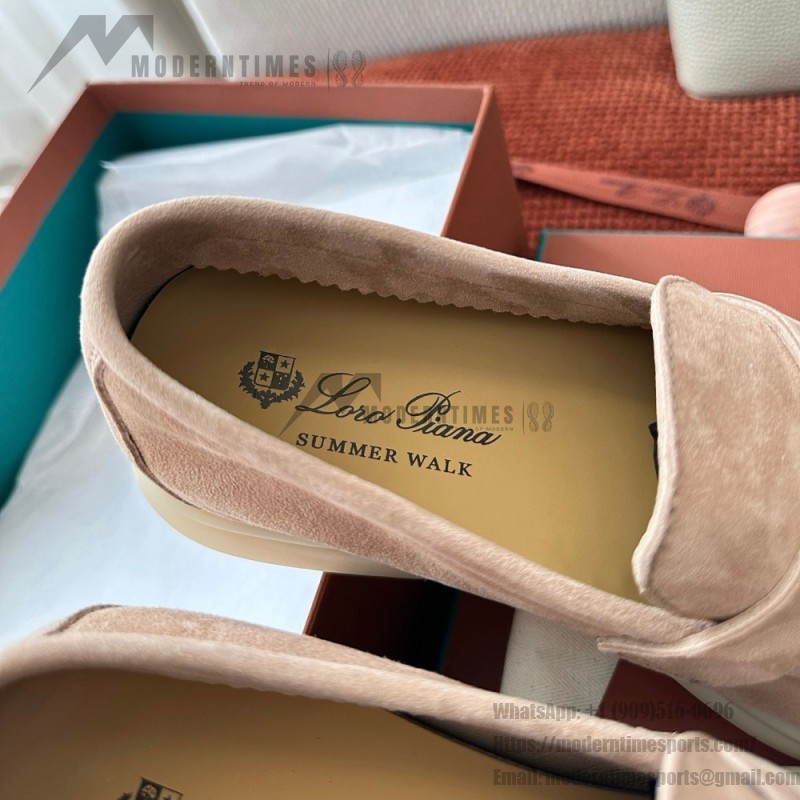 Loro Piana サマーチャームズ ウォーク ローファー FAE5444-30AT フラワリングチェリー 女性用 コンフォートシューズ 正面ビュー