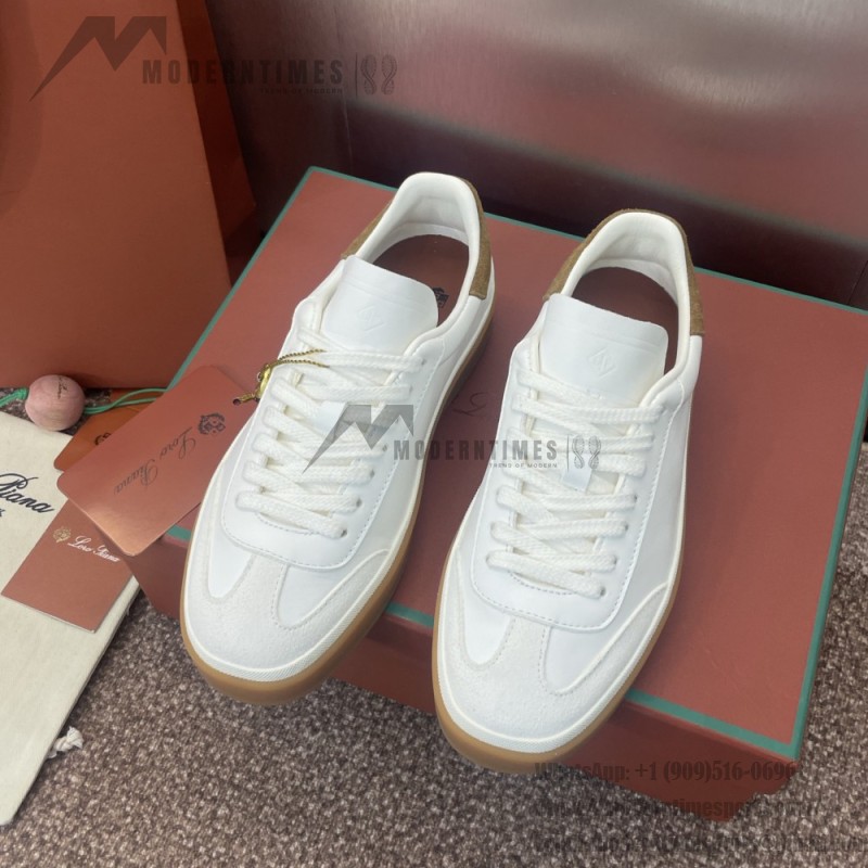 Loro Piana テニス ウォーク スニーカー FAO1548-1000 白レザー 女性用ラグジュアリースニーカー