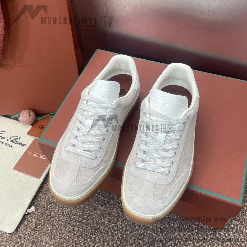 Loro Piana テニス ウォーク スニーカー FAO1548-1000 白レザー 女性用ラグジュアリースニーカー