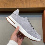 ロロ・ピアーナ ウィークエンドウォーク スニーカー FAM1720 メンズ ダークグレー スウェード カジュアルシューズ 白い靴底