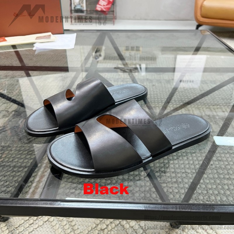 Loro Piana Pilat Plain Walk Sandal FAP1185-8000 Black Footwear Loro Piana Pilat Plain Walk Sandal FAP1185-8000 Black Men's Comfort Sandals Front View