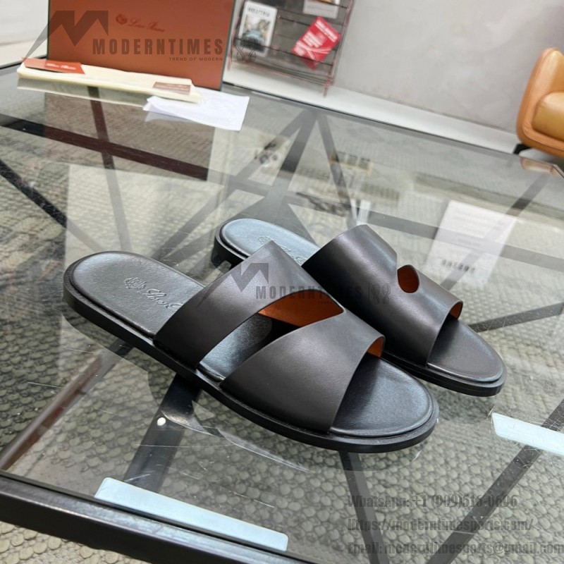 Loro Piana Pilat Plain Walk Sandal FAP1185-8000 Black Footwear Loro Piana Pilat Plain Walk Sandal FAP1185-8000 Black Men's Comfort Sandals Front View