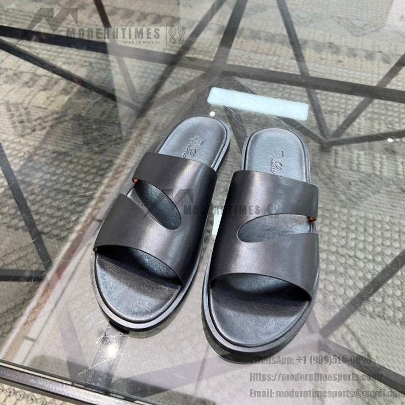 Loro Piana Pilat Plain Walk Sandal FAP1185-8000 Black Footwear Loro Piana Pilat Plain Walk Sandal FAP1185-8000 Black Men's Comfort Sandals Front View