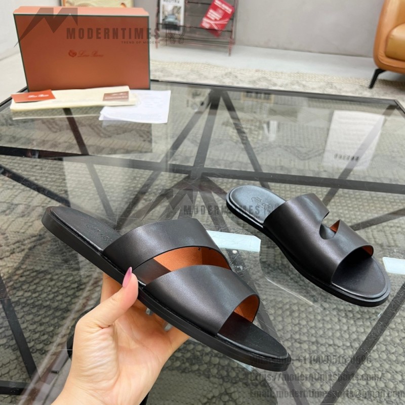 Loro Piana Pilat Plain Walk Sandal FAP1185-8000 Black Footwear Loro Piana Pilat Plain Walk Sandal FAP1185-8000 Black Men's Comfort Sandals Front View
