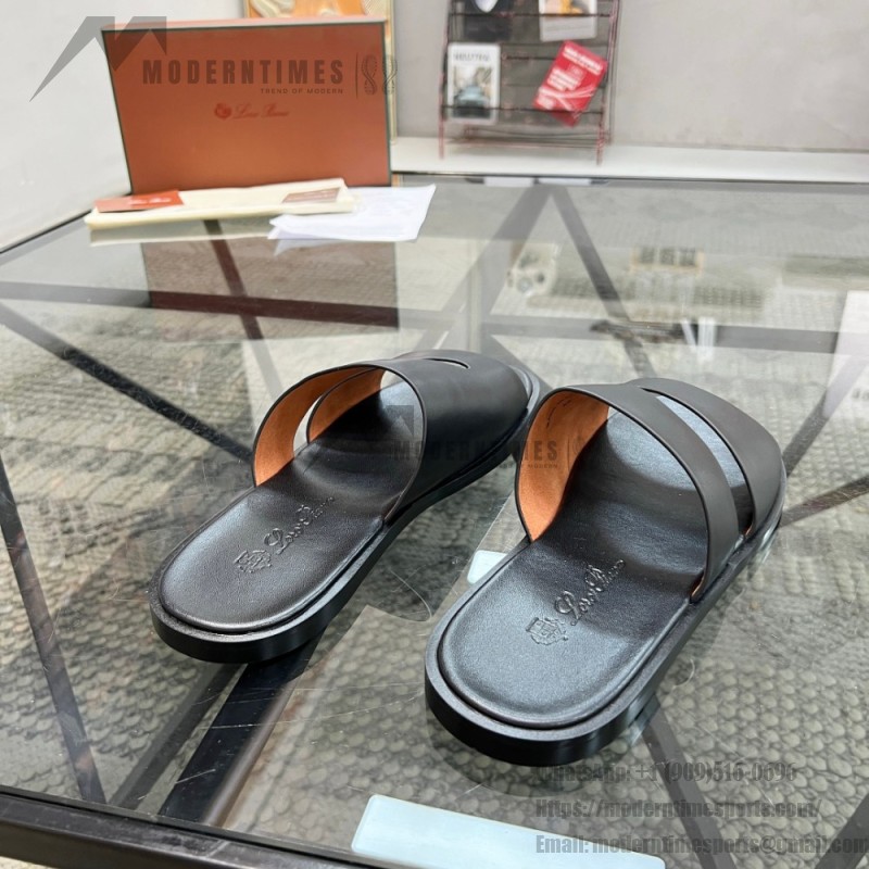 Loro Piana Pilat Plain Walk Sandal FAP1185-8000 Black Footwear Loro Piana Pilat Plain Walk Sandal FAP1185-8000 Black Men's Comfort Sandals Front View
